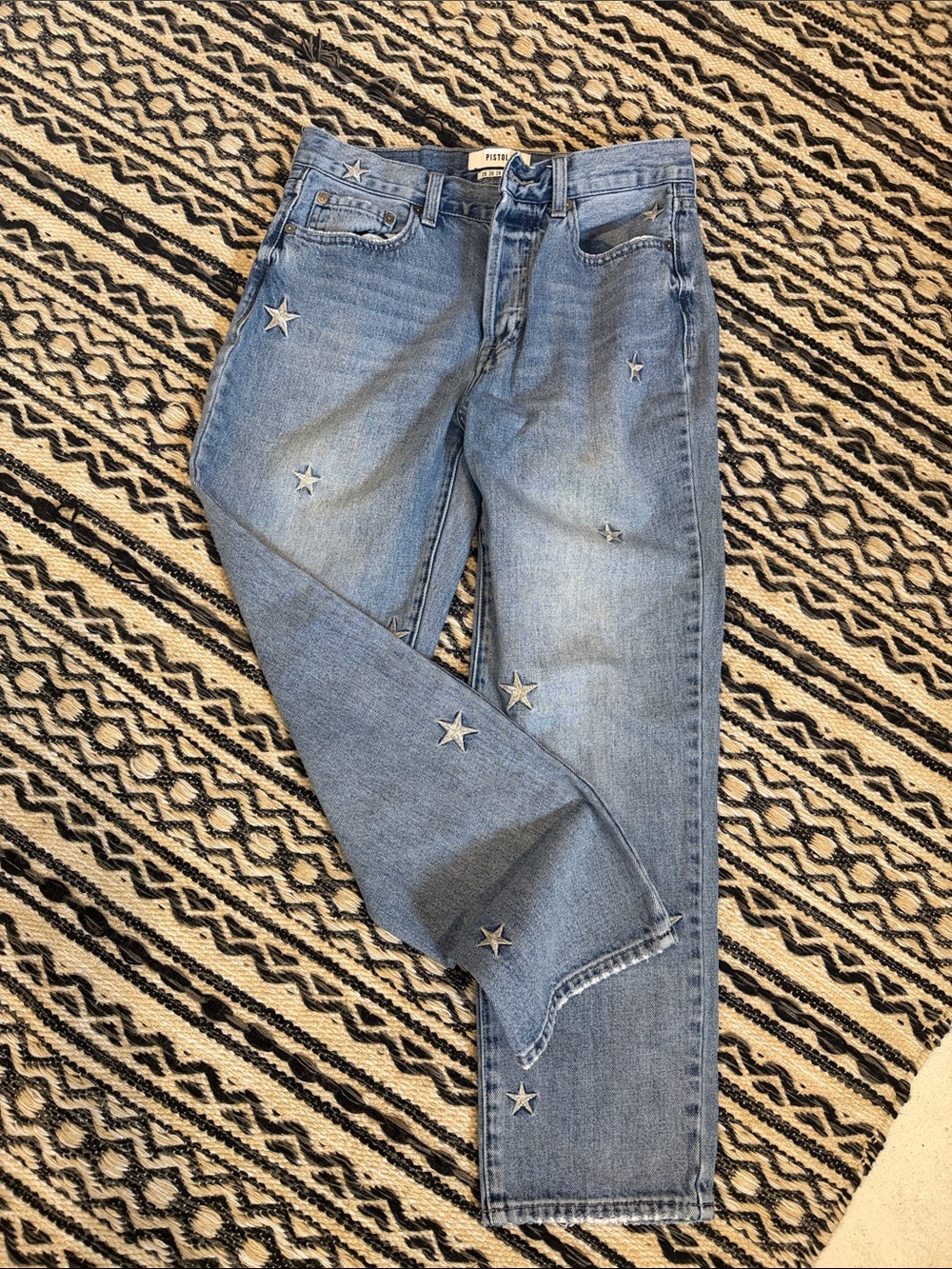 pistola Light Blue Star-Studded Ankle Jeans